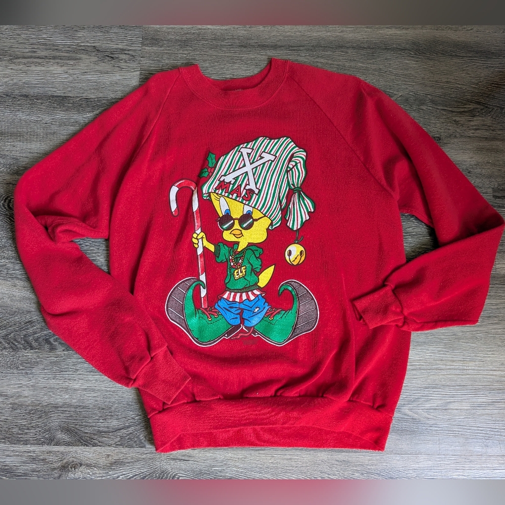 Vintage‎ 80's-90's Looney Tunes ChristmasTweety Bird Sweatshirt Size XL